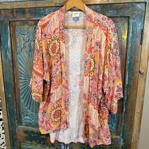 Knox Rose kimono shawl coverup boho print M/L